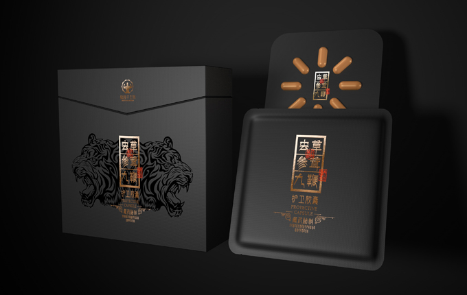 蟲草參茸九鞭膠囊養生藥品包裝設計